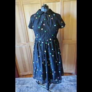Black Sheer Polka Dot Voodoo Vixen Retro Dress